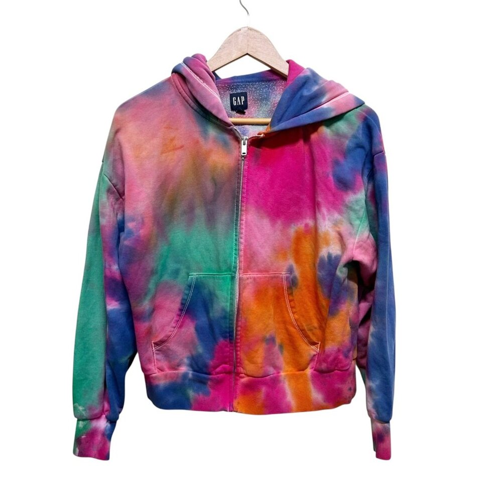 Gap Multicolor Watercolor Zip Front Hoodie Jacket Size S